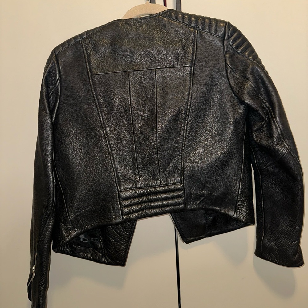 NWOT H&M Studio Genuine Leather Black Jacket Size 6 - Picture 6 of 8